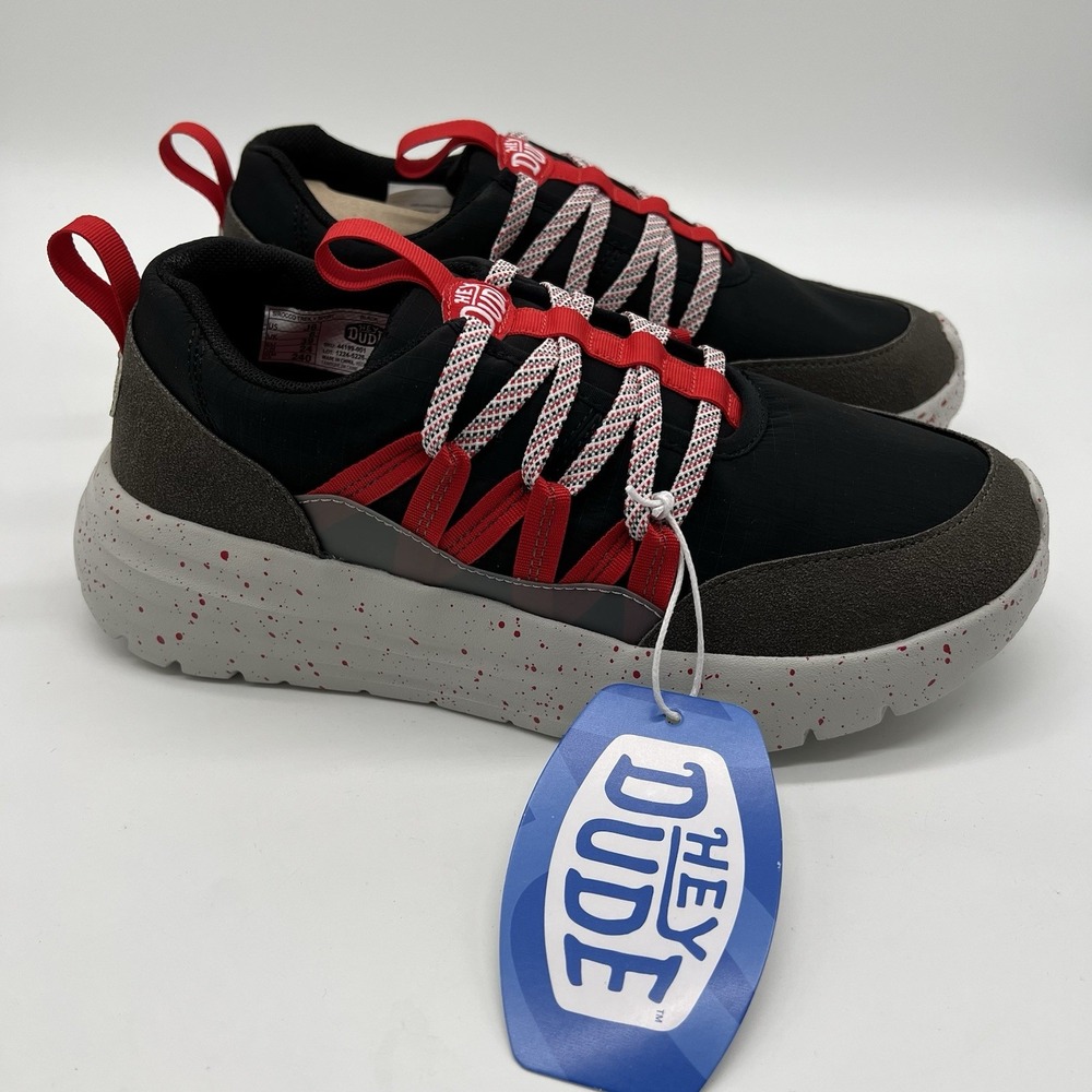 Hey Dude Shoes Boys Sz J6 Black Sirocco Trek Y Sport‎ New